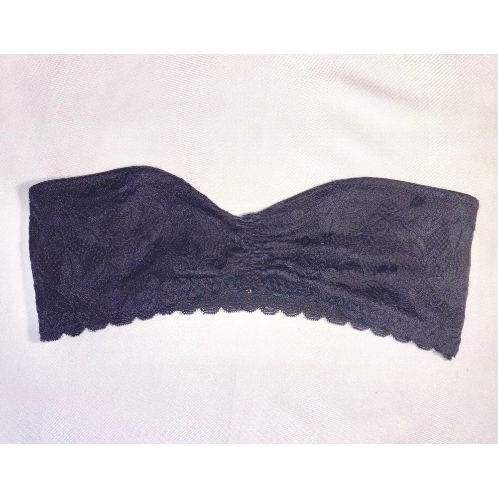 Tarea by Rue21 Black Lace Bandeau Bra XL Strapless Wire Free Tube Top Floral